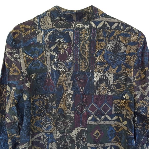 Vintage 80's Samantha David Women's L Metallic Blazer Jacket Shoulder Pads - Picture 9 of 13